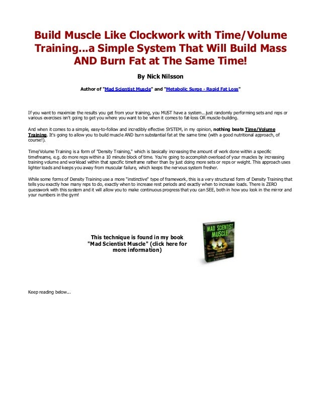 Mad Scientist Muscle: Time/Volume Training